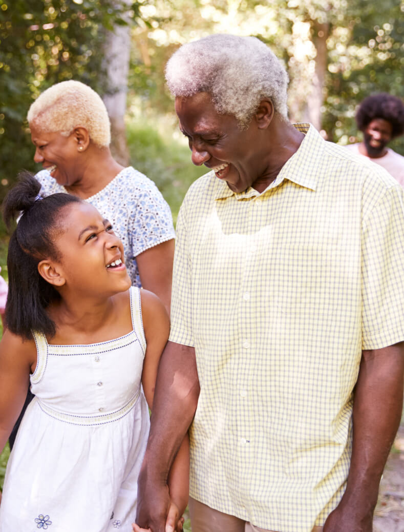 Elderly couple with kids